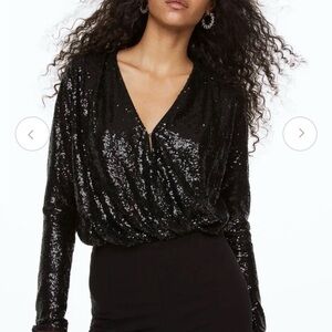 H&M Shimmering Black Sequin Top